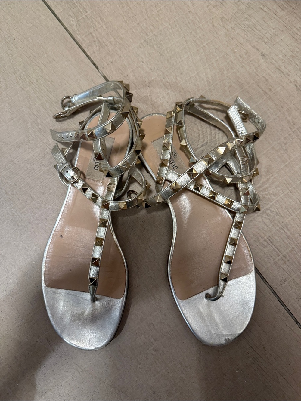 Valentino Silver Studded Gladiator Sandals